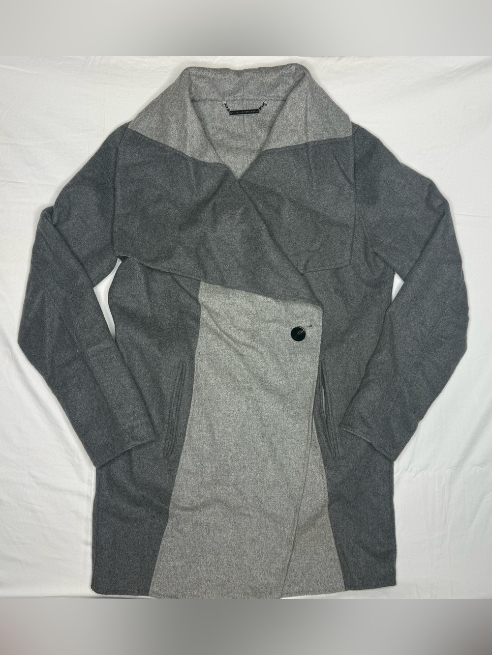 Diane von Furstenberg DVF Shannon Gray Wrap Coat Cardigan Size M